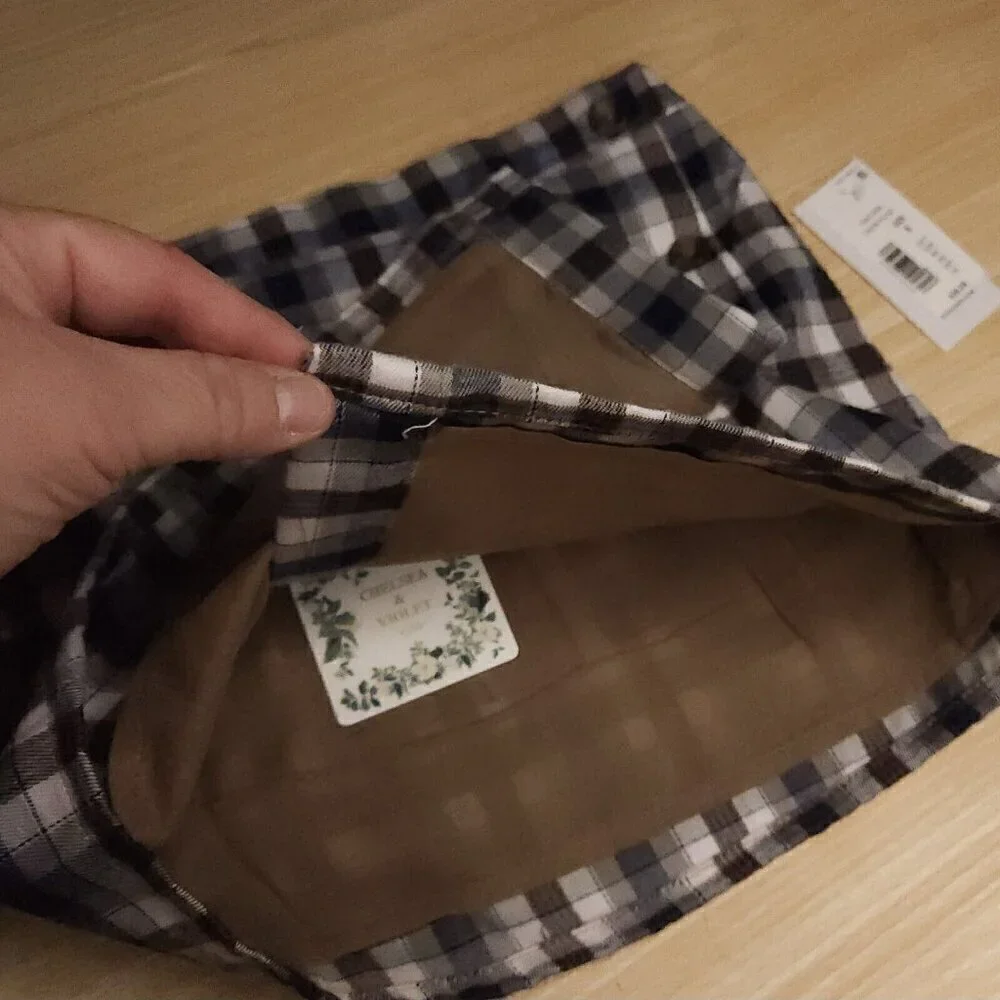 Chelsea & Violet New Girl's Navy Grey White Plaid Wrap Skirt 6